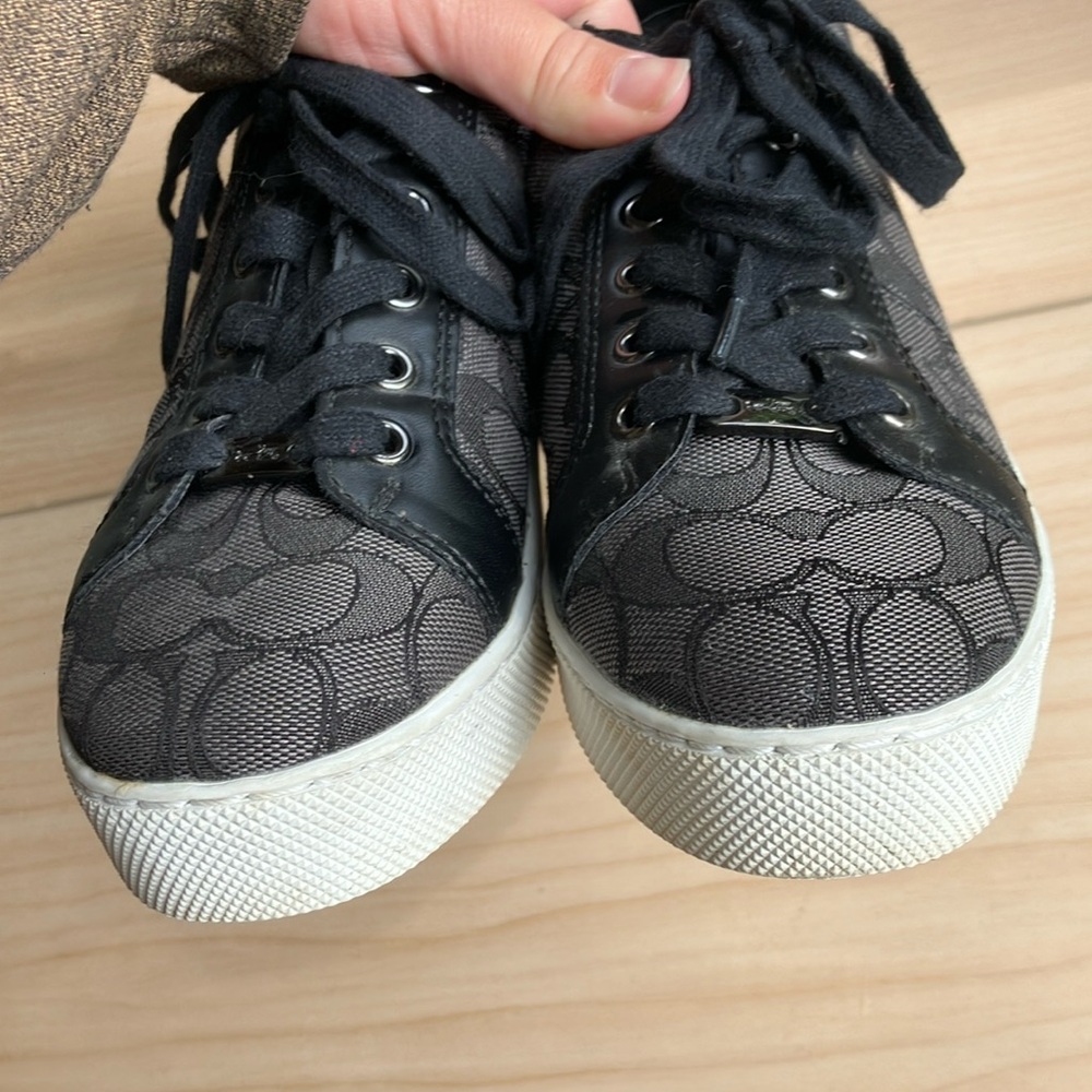 Coach Black and Gray Monogram Low-Top Sneakers Paddy Size 8 - Picture 5 of 9